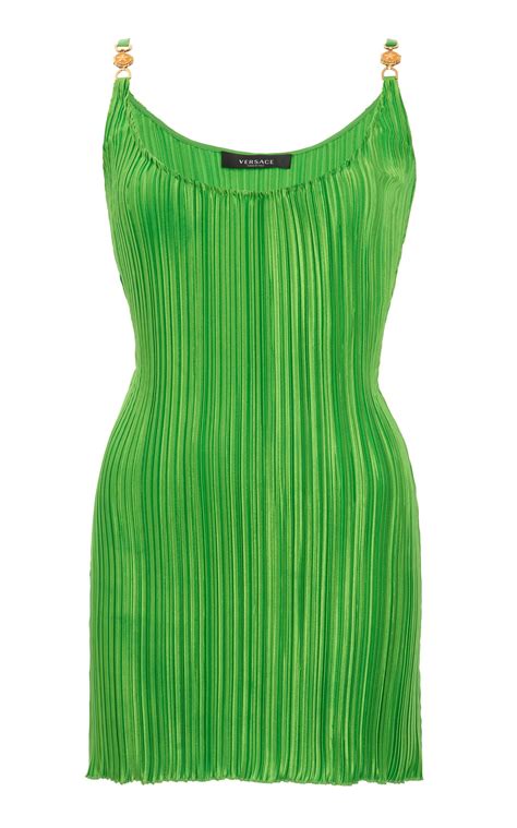 Versace Plisse Mini Dress in Green 